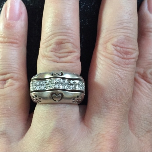 Jewelry - Solid Heavy Real 14K REAL White Gold Modern Hearts Flowers Bold Ring